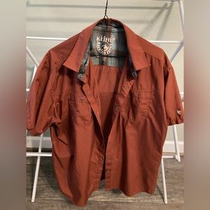 KUHL STEALTH button up short sleeve shirt, Size-XL, Rustic Red